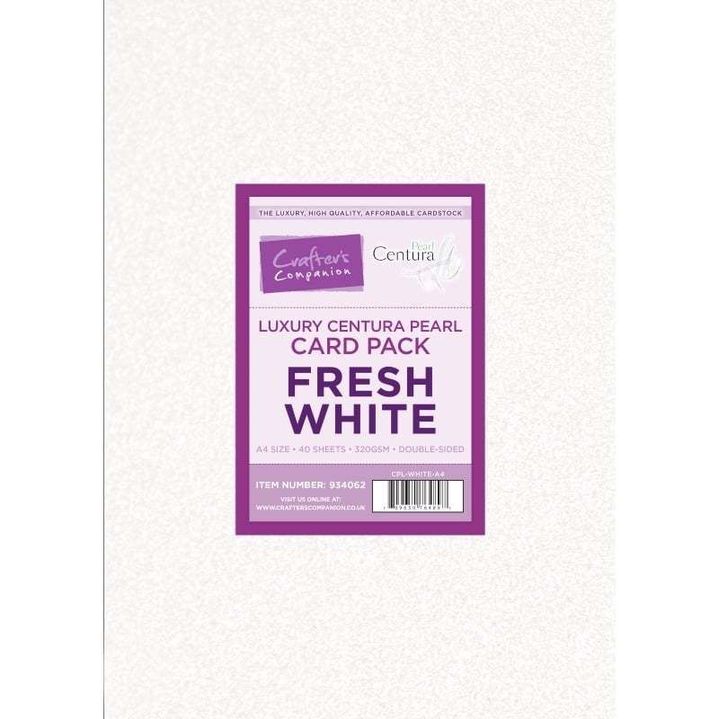 Crafters Companion Centura Pearl Fresh White Luxury Double Sided A4 Card Pack - 40 sheets