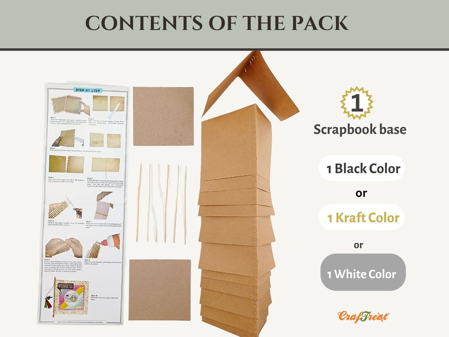 CrafTreat Piano Hinge Book DIY Scrapbook Blanks - White