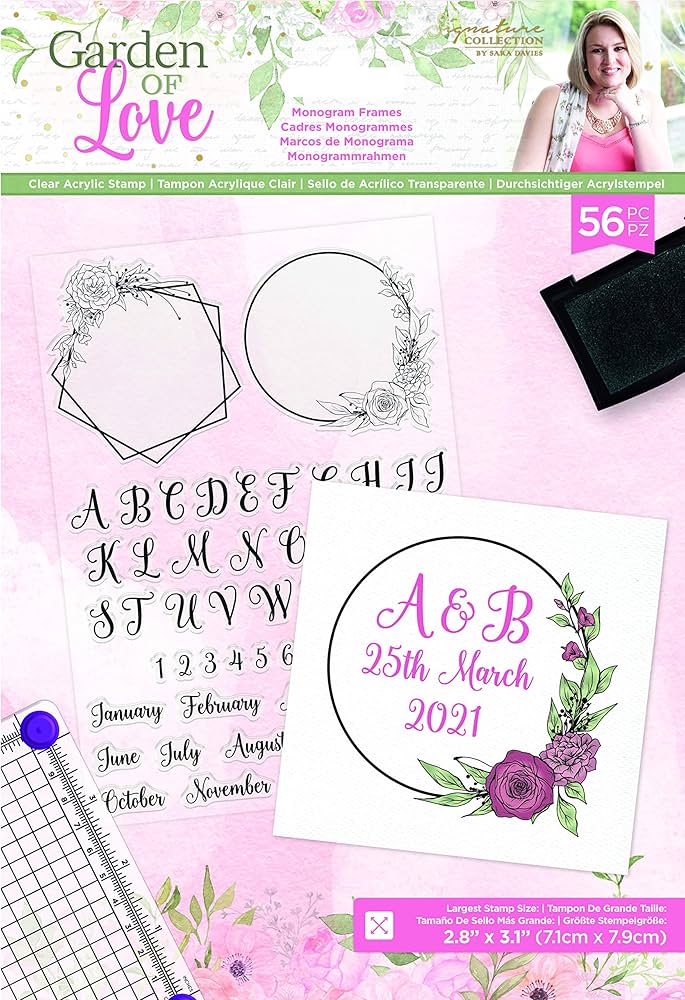 Sara Signature - Garden of Love - Clear Acrylic Stamp - Monogram Frames