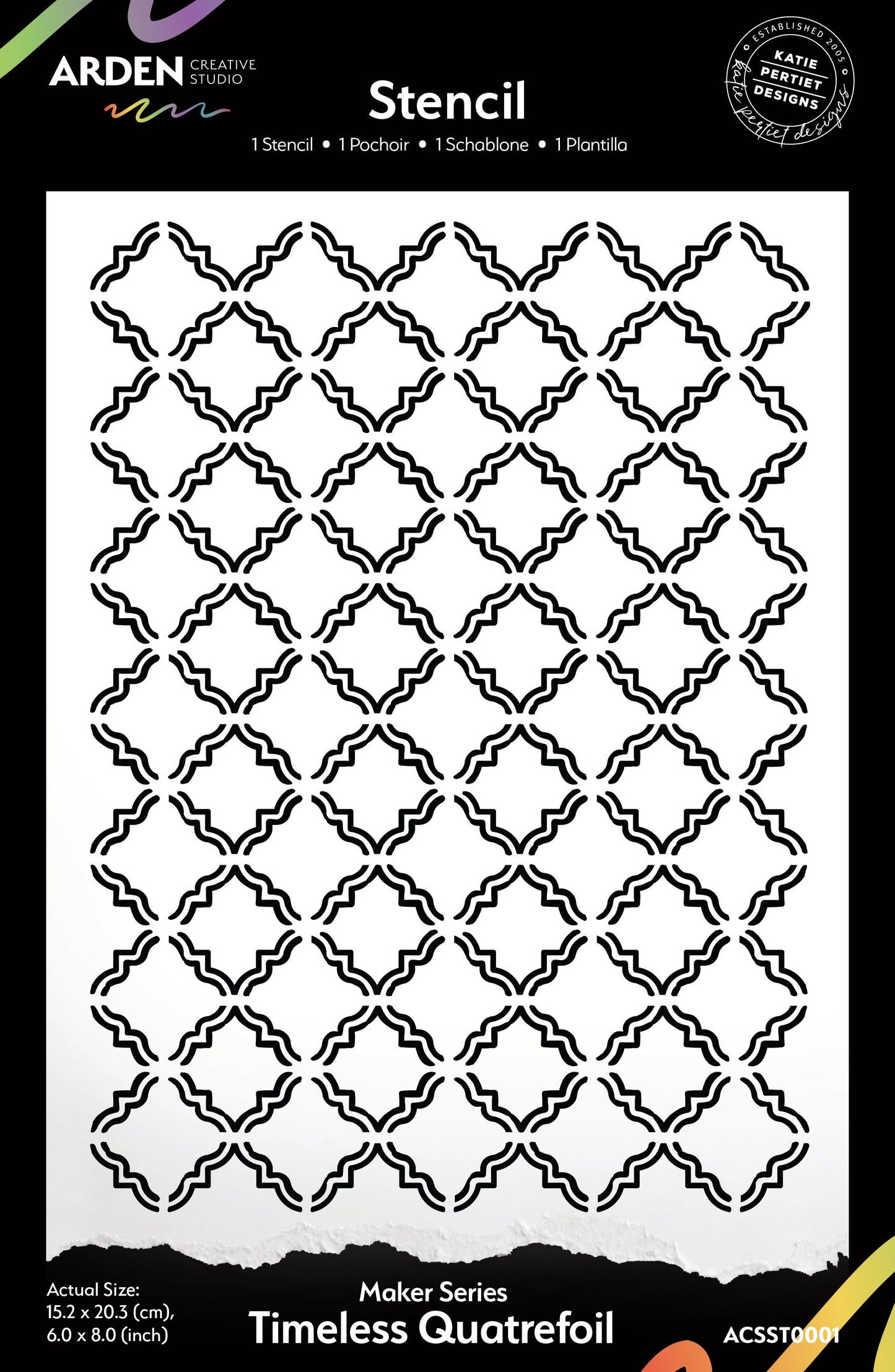 Arden Creative Studio Maker Series Timeless Quatrefoil 6in x 8 in Stencil