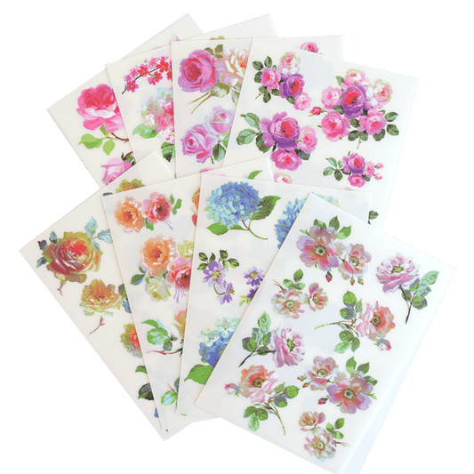 Hydrangea and Rose Rub On Transfers