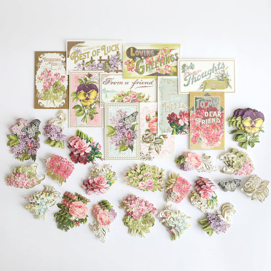 Antique Greetings Postcard 120 Embellishment Stickers