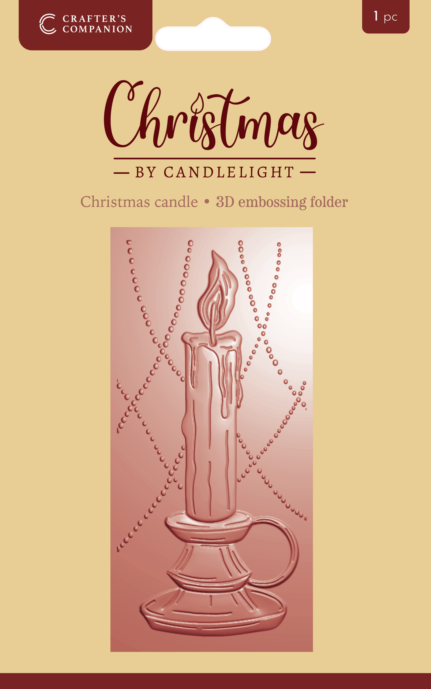 Christmas by Candlelight 2.75” X 5.75” 3D Embossing Folder - Christmas Candle