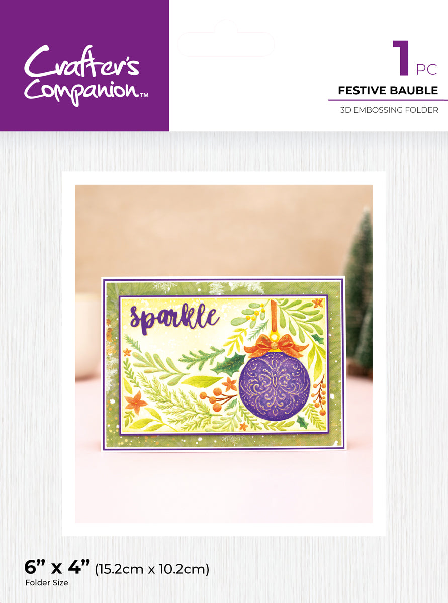 Crafter's Companion 6"x4" 3D Embossing Folder - Festive Bauble
