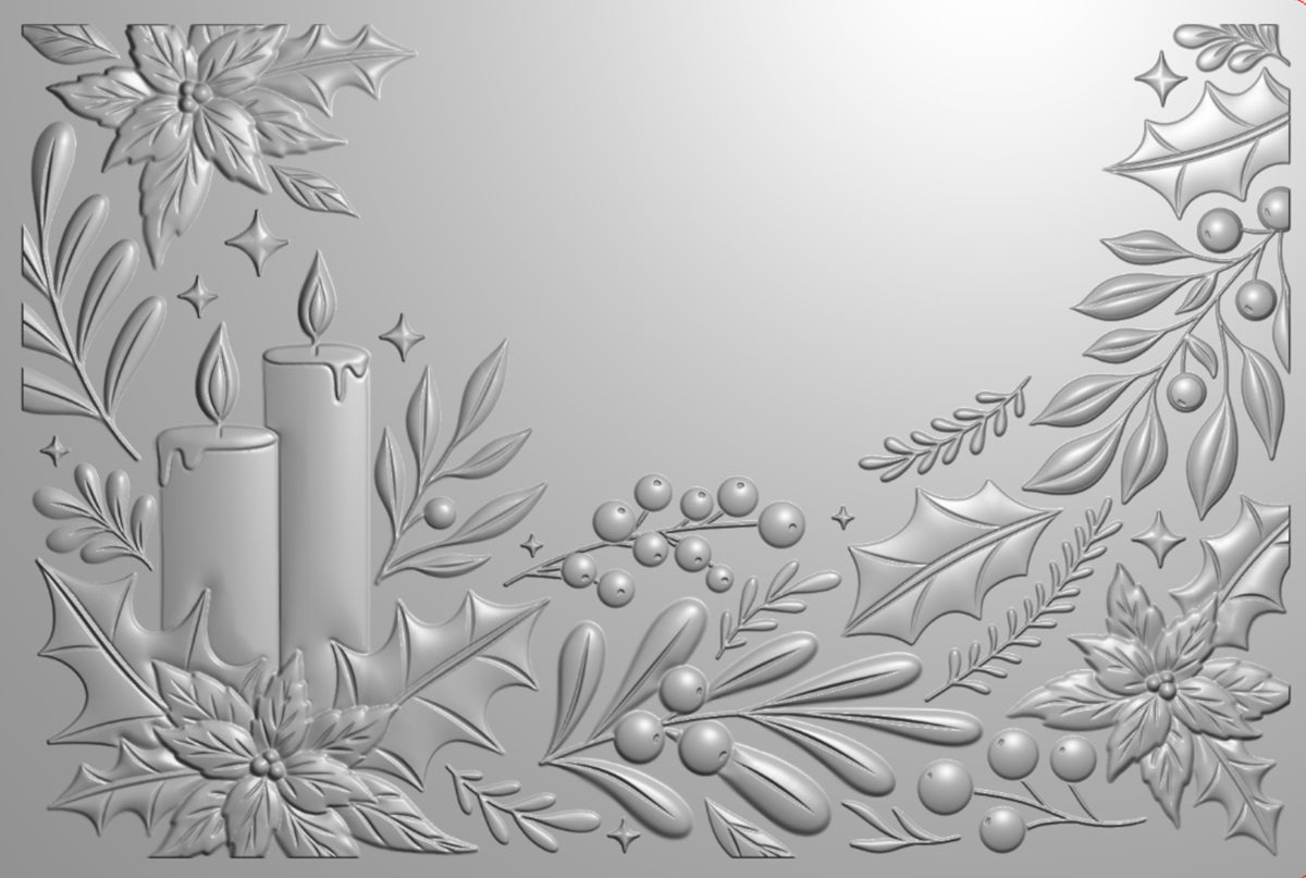 Crafter's Companion 6"x4 3D Embossing Folder - Holly and Candles