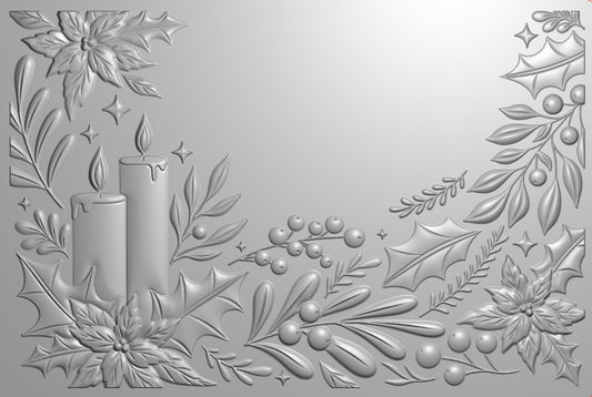 Crafter's Companion 6"x4 3D Embossing Folder - Holly and Candles