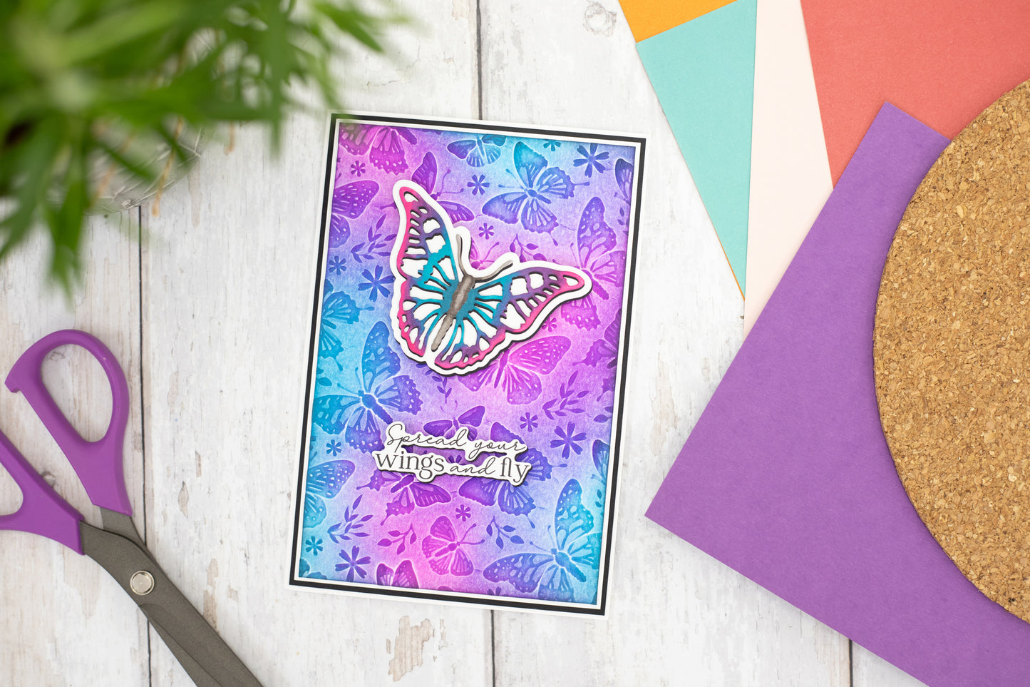 Crafter's Companion 3D Embossing Folder, Metal Die & Acrylic Stamp - Splendid Butterflies