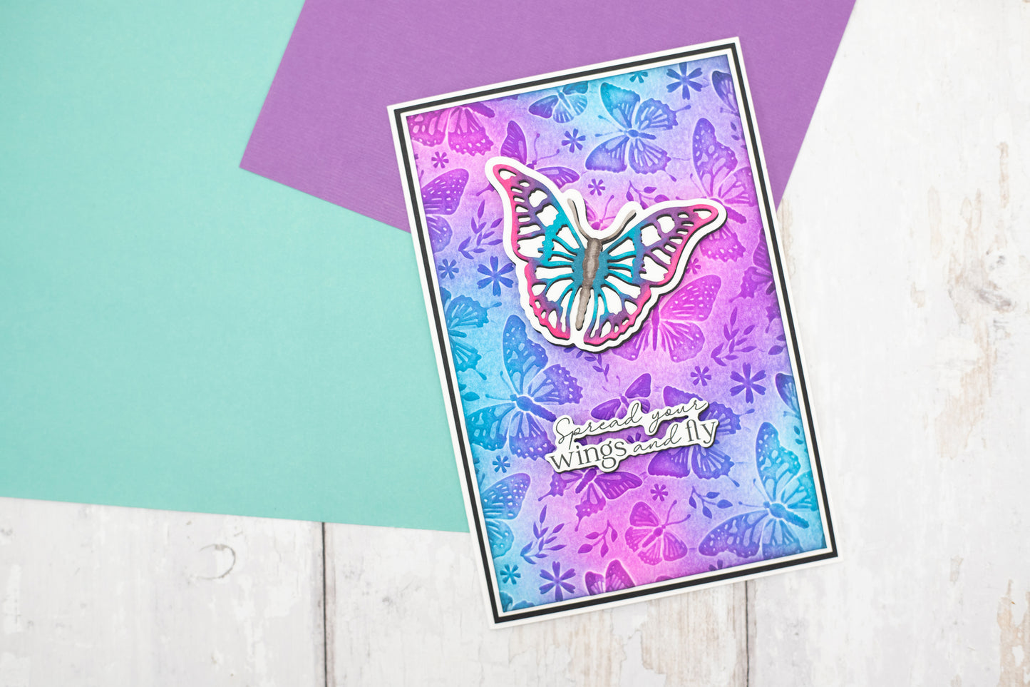 Crafter's Companion 3D Embossing Folder, Metal Die & Acrylic Stamp - Splendid Butterflies