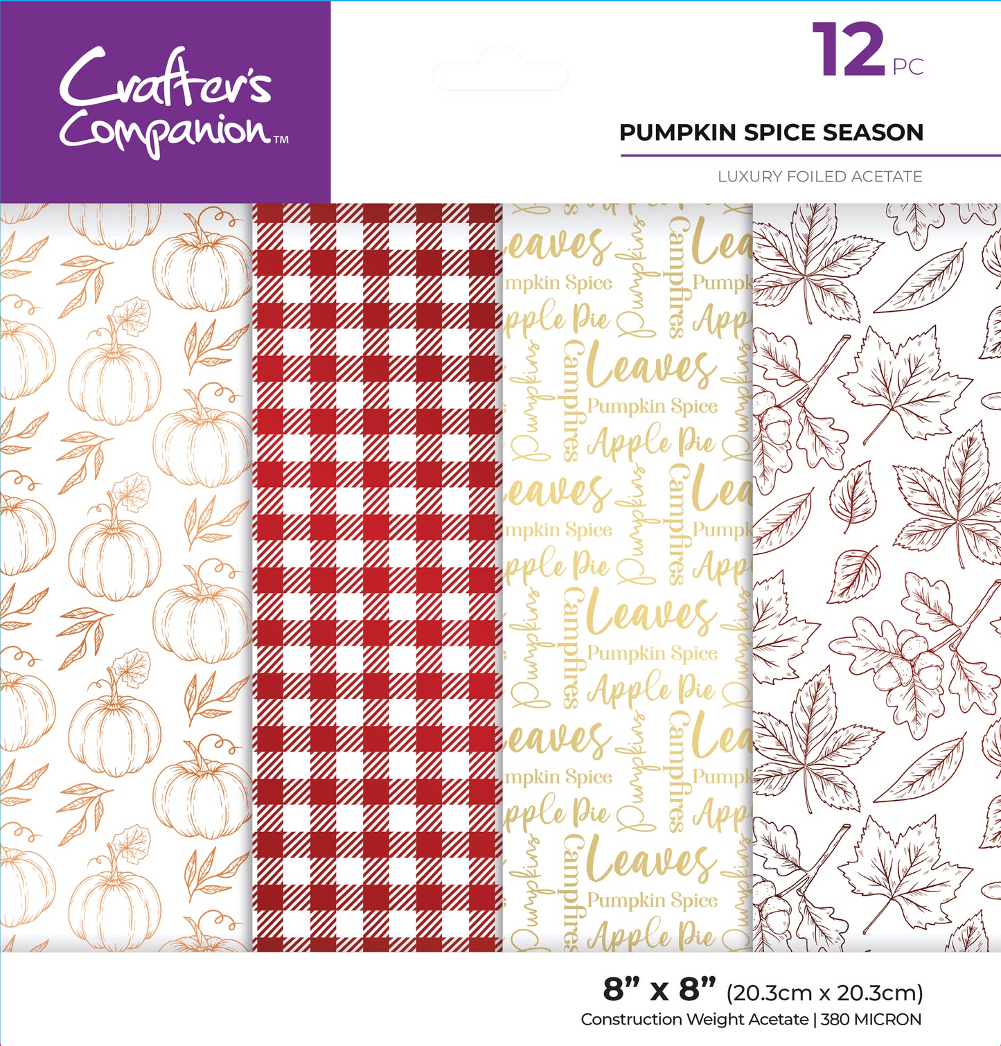 Crafter's Companion 8” x 8” Luxury Foiled Acetate Pack - Pumpkin Spice Season