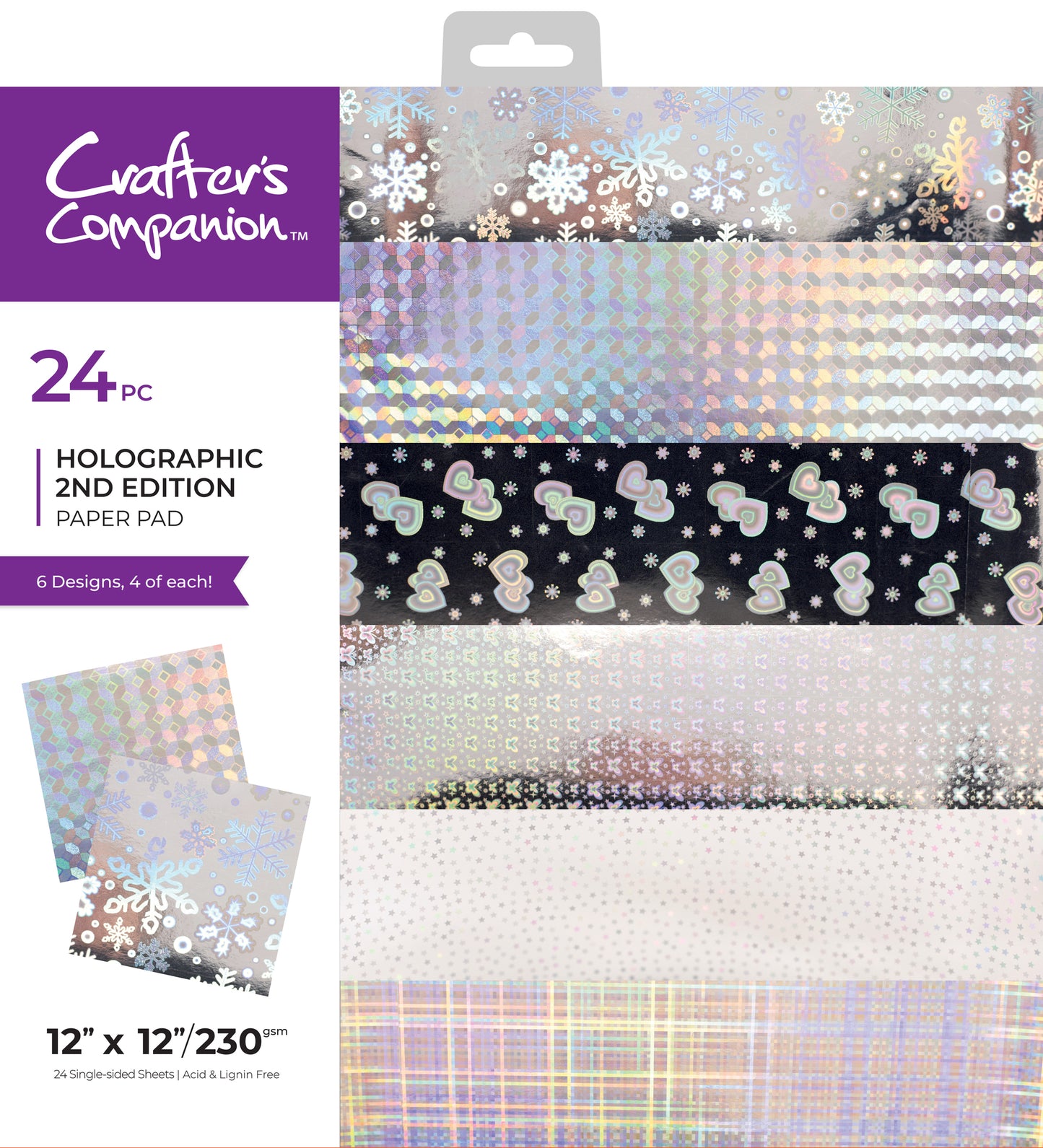 Crafter's Companion 12" x 12" Paper Pad - Holographic 2nd Edition