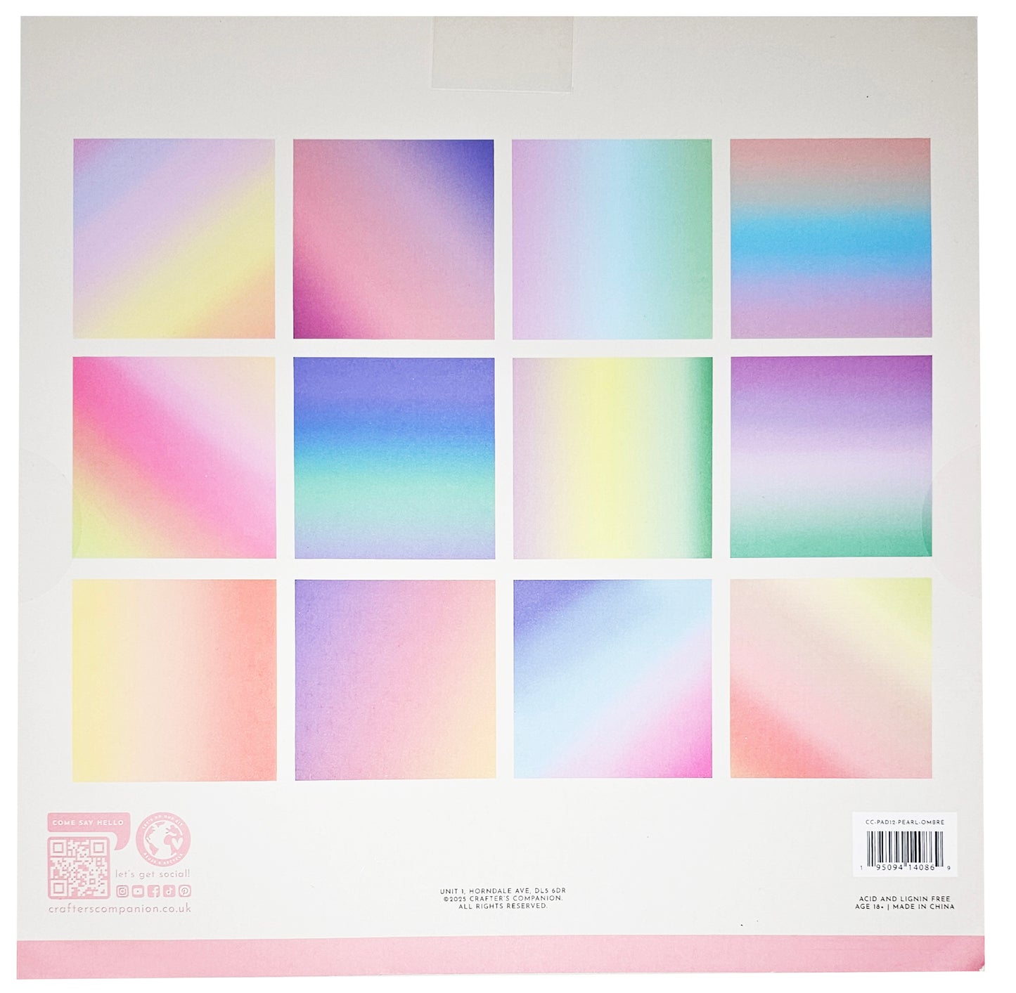 Crafters Companion 12” x 12 Paper Pad - Pearl Ombre