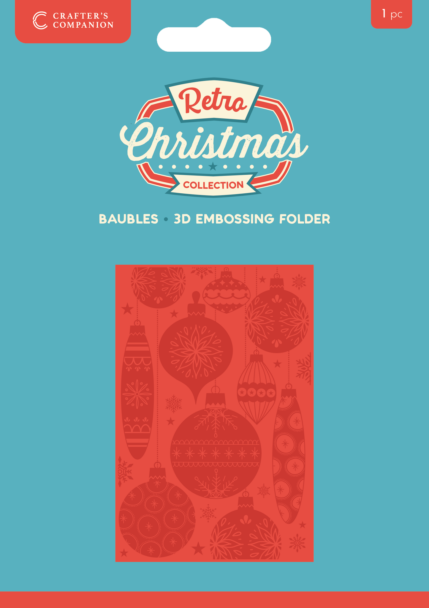 Crafter's Companion Retro Christmas Collection 6"x4" 3D Embossing Folder - Baubles