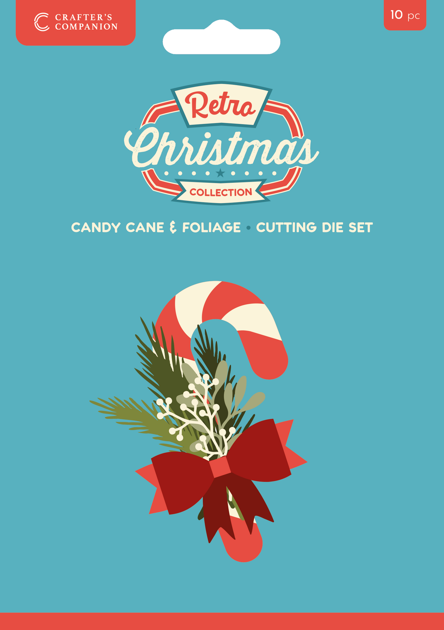 Crafter's Companion Retro Christmas Collection Metal Die Set - Candy Cane & Foilage