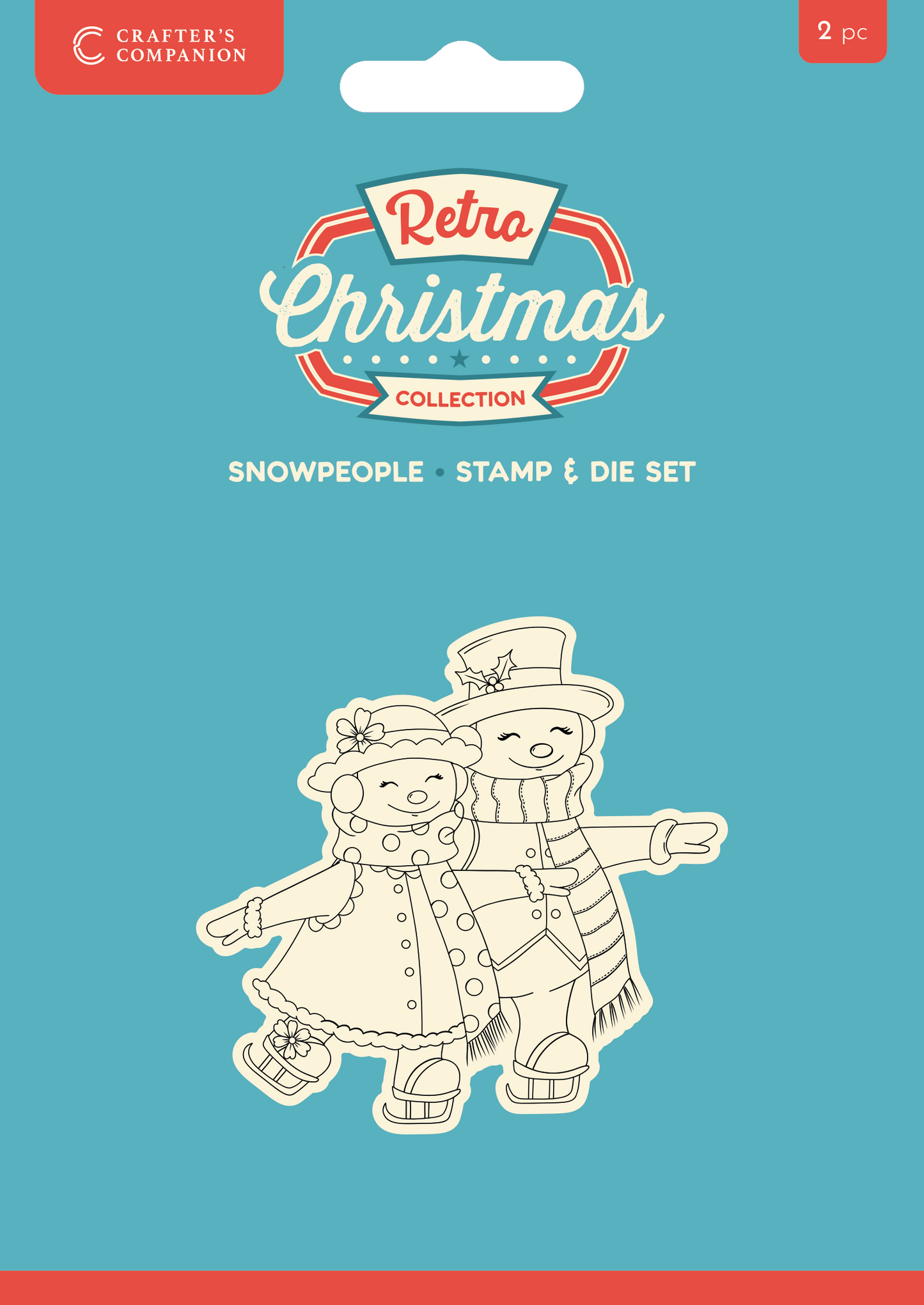 Crafter's Companion Retro Christmas Collection Stamp & Die Set - Snowpeople