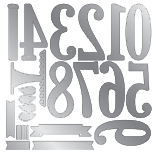 Crafters Companion - Stamps and Die Set - Everyday Numbers