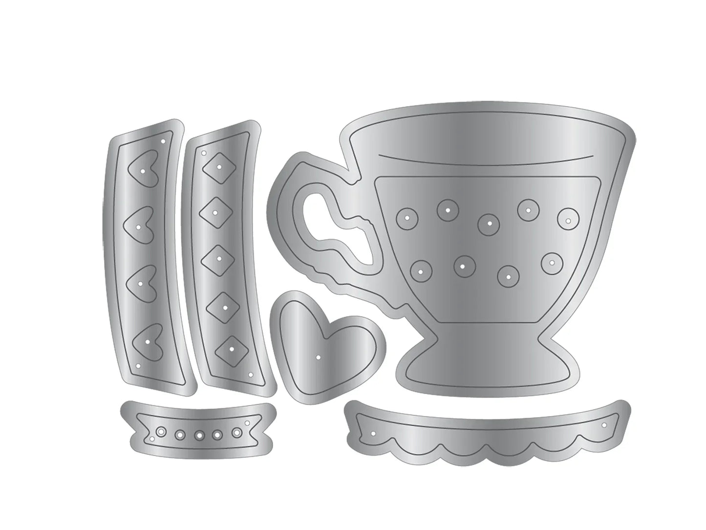 Crafters Companion Tea & Coffee Collection Metal Die Set - Tea Party