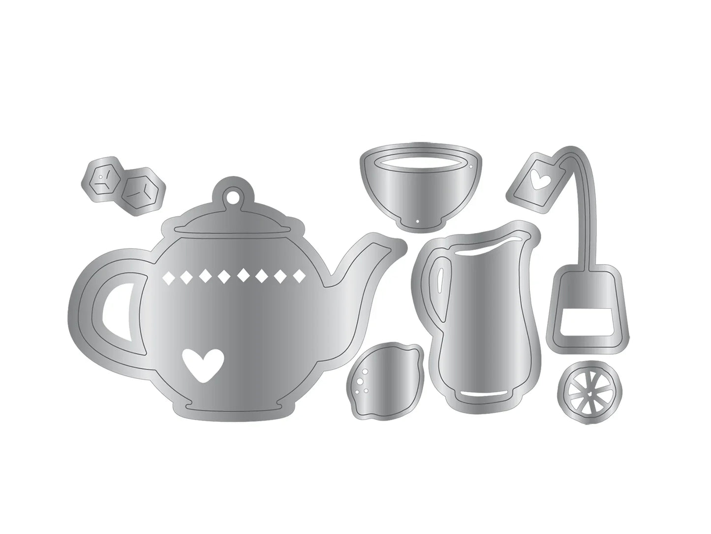 Crafters Companion Tea & Coffee Collection Metal Die Set - Tea Time