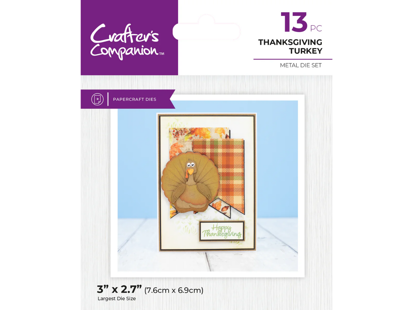 Crafters Companion Thanksgiving Collection Stamp & Die Set - Thanksgiving Turkey