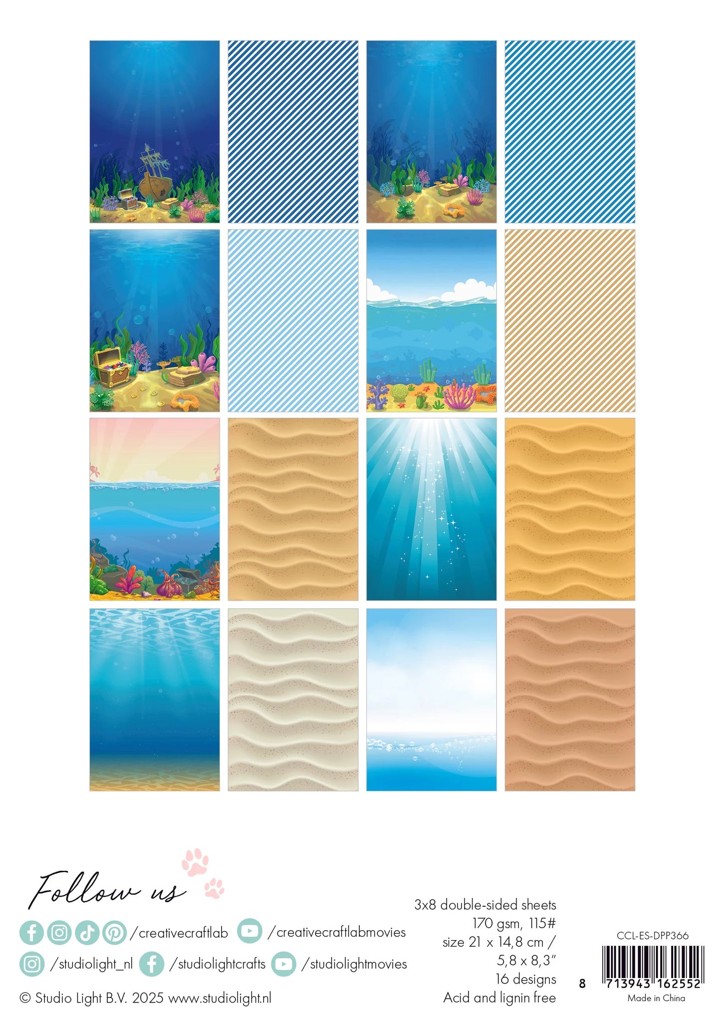 CCL Designer Paper Pad Make A Splash Essentials 24 Sheets