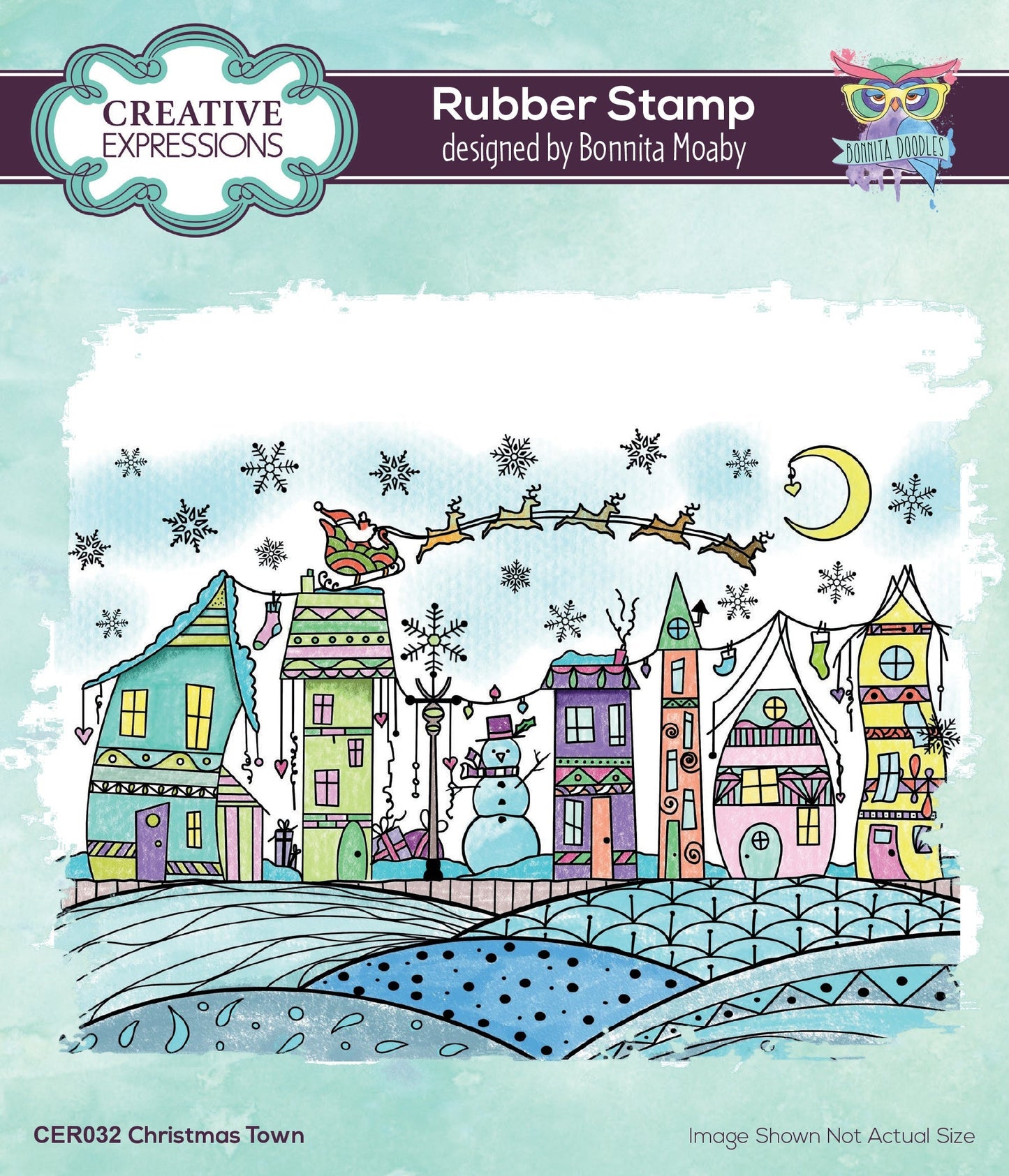 Creative Expressions Bonnita Moaby Christmas Town 6 in x 4 in Rubber Stamp