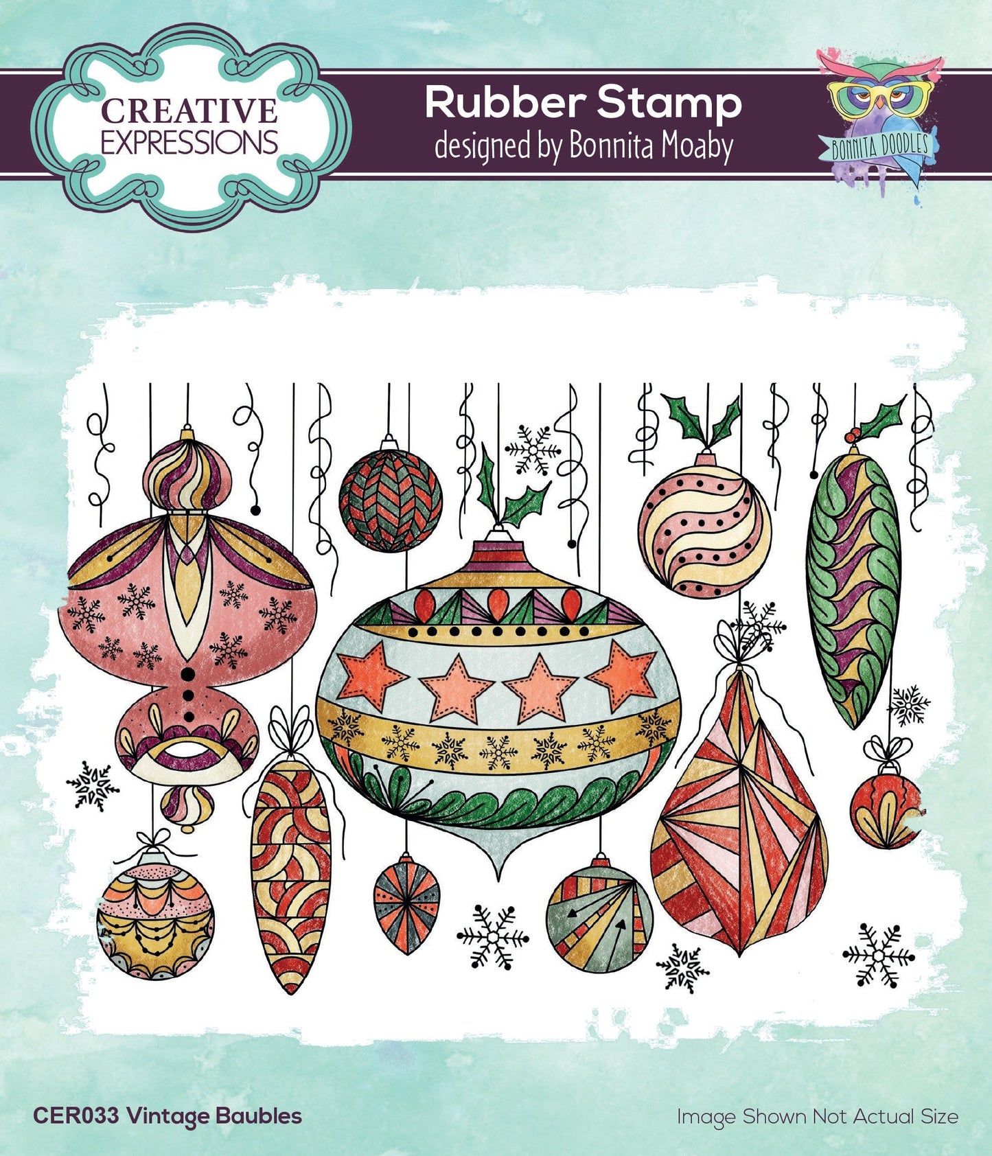 Creative Expressions Bonnita Moaby Vintage Baubles 5.8 in x 4 in Rubber Stamp