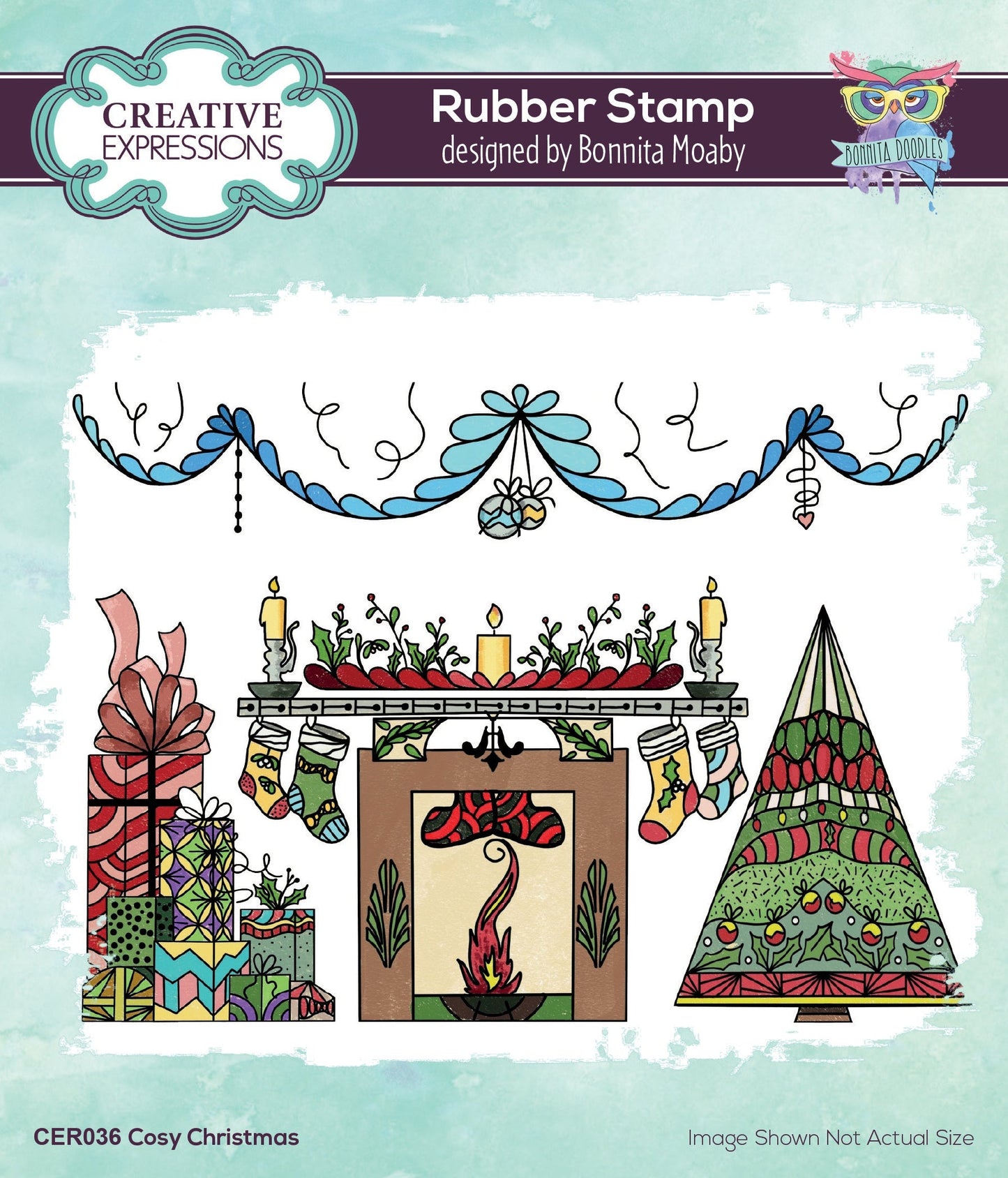 Creative Expressions Bonnita Moaby Cosy Christmas 5.8 in x 4.2 in Rubber Stamp