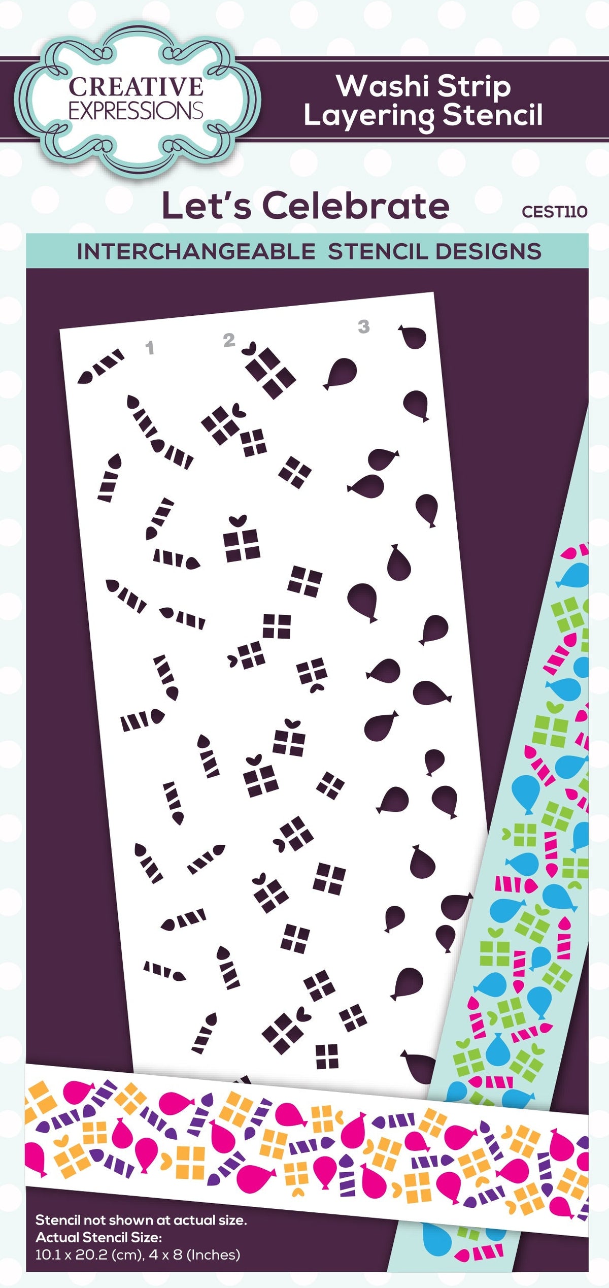 Creative Expressions Let's Celebrate Washi Strip Layering Stencil