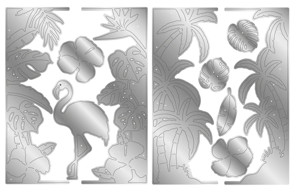 *Flamazing Flamingos Metal Dies with Stencil 11 piece - Tropical Scene