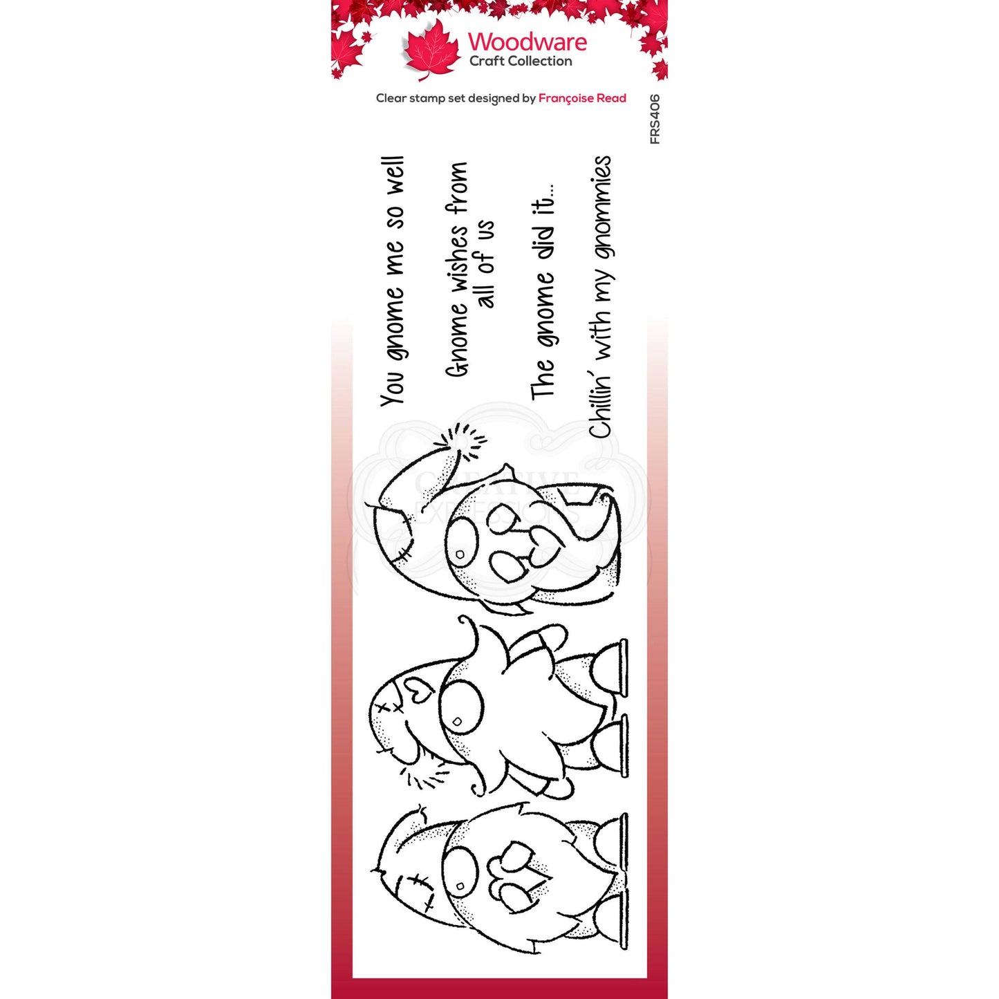 Woodware Clear Singles Three Gnomes 8 in x 2.6 in stamp