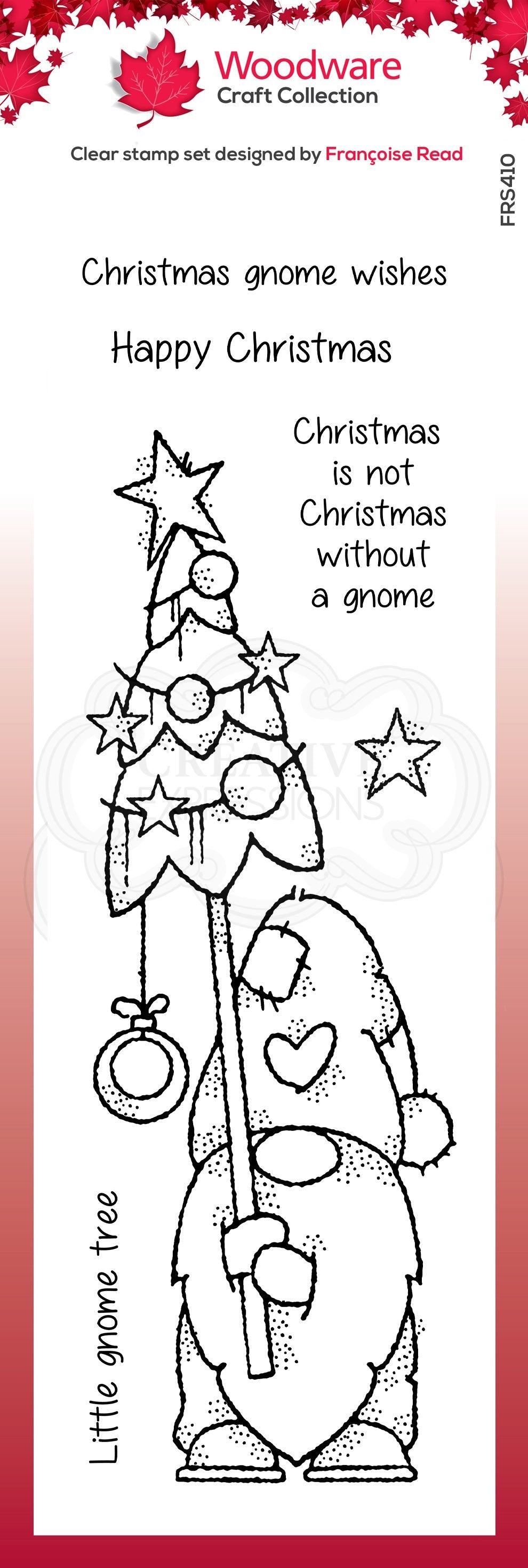 Woodware Clear Singles Tall Tree Gnome 8 in x 2.6 in Stamp