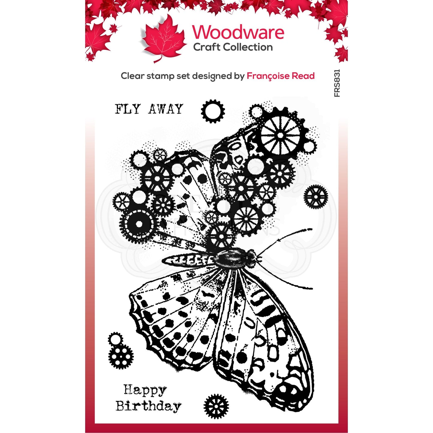 Woodware Clear Singles Butterfly 4 in x 6 in Stamp