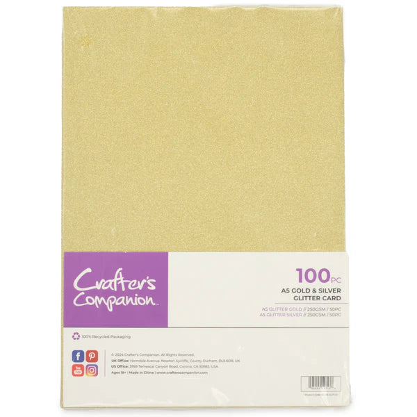 Crafter's Companion - A5 Glitter Card Pack - Gold and Silver