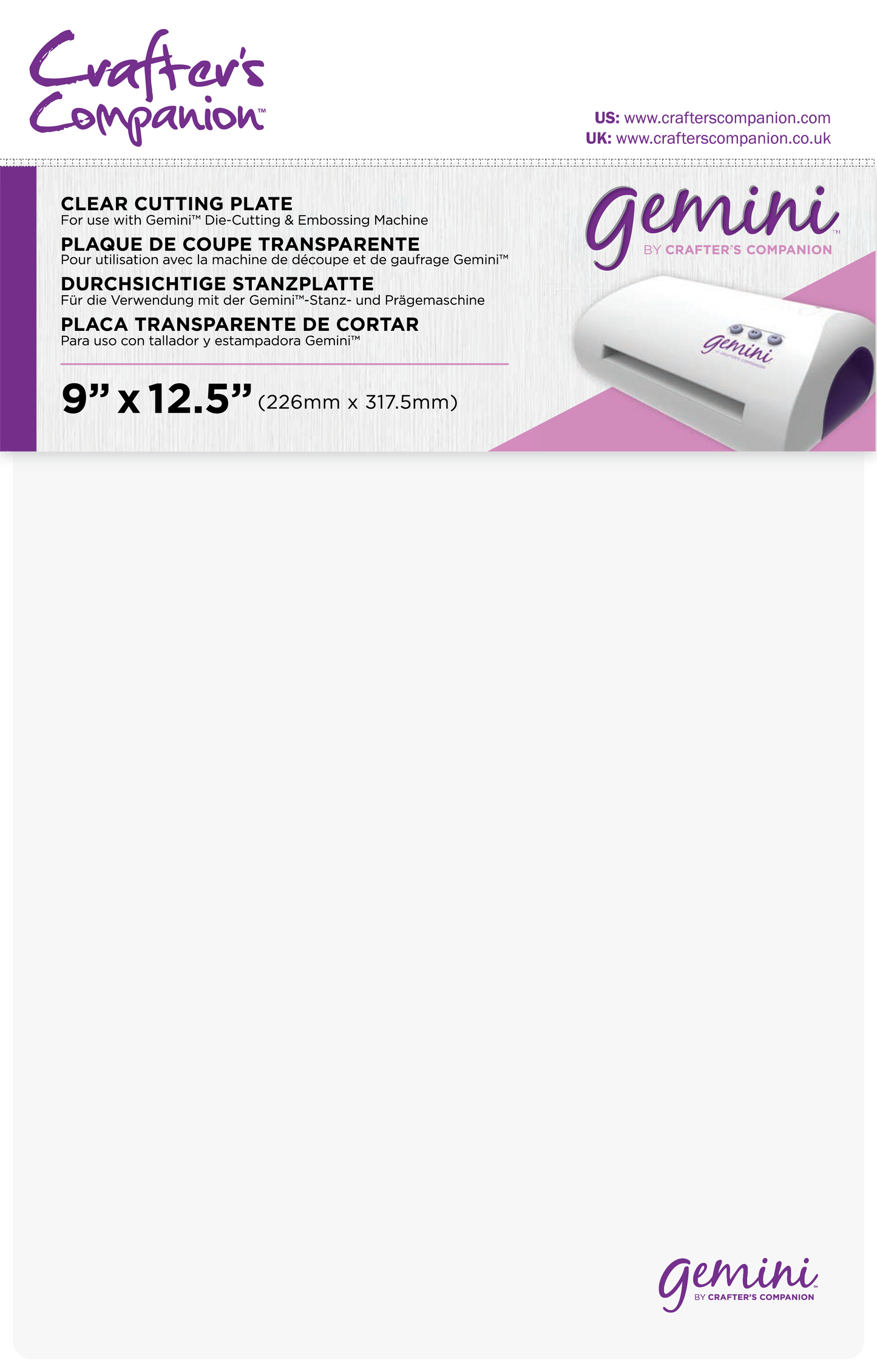 Gemini Cutting Plate 9x12.5-Clear