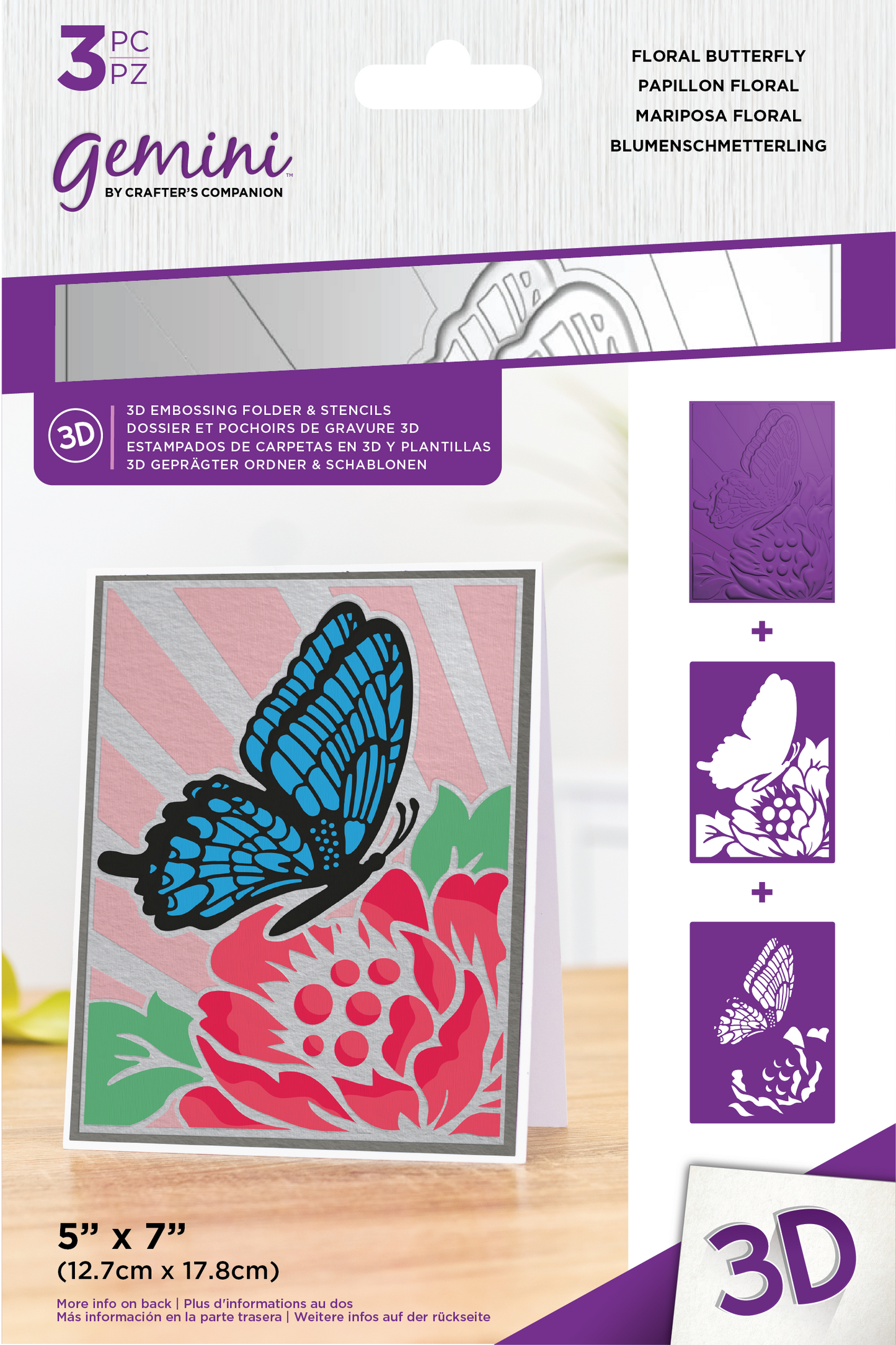3D Embossing Folder & Stencil - Floral Butterfly