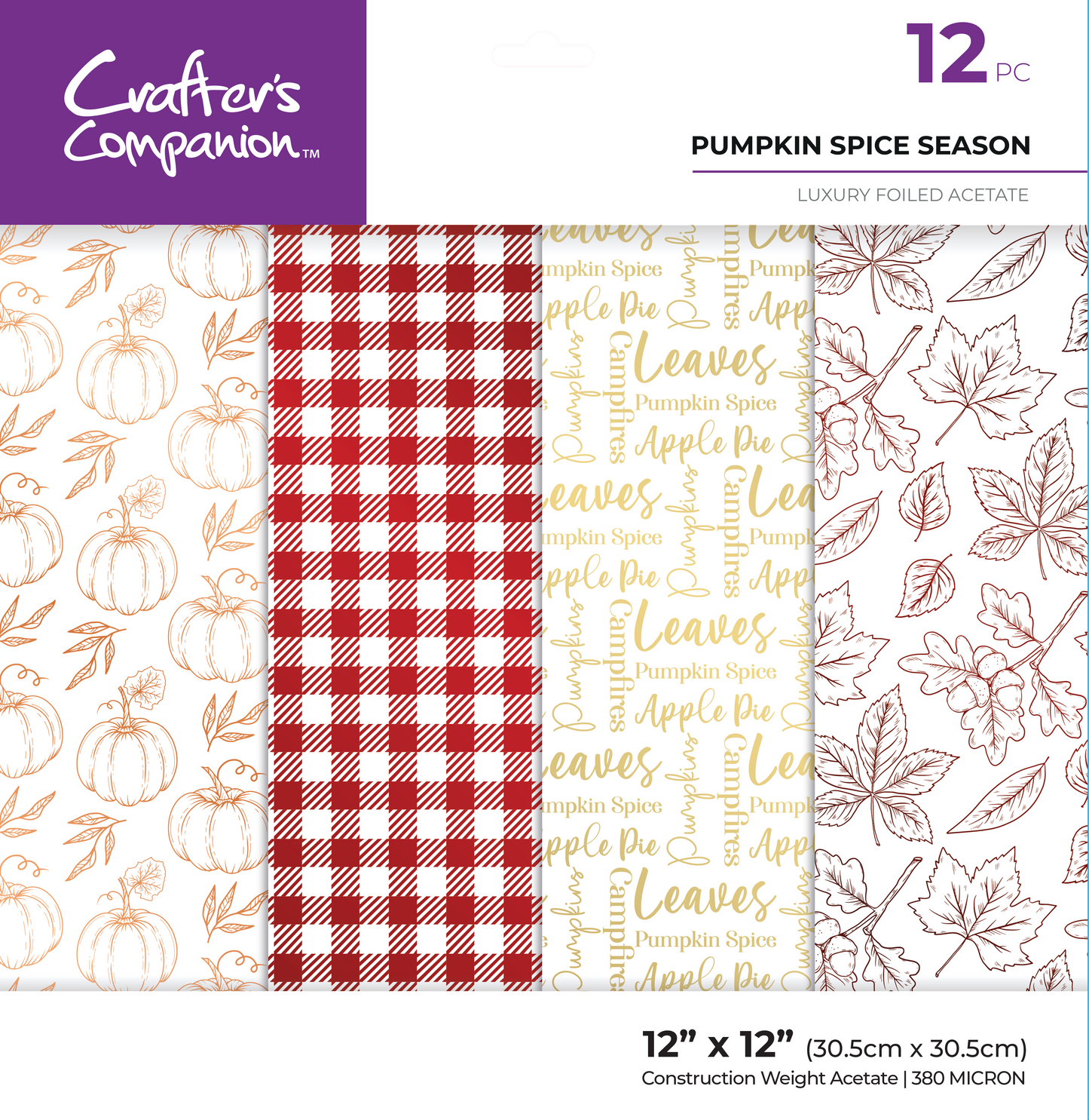 Crafter's Companion 12” x 12” Luxury Foiled Acetate Pack - Pumpkin Spice Season