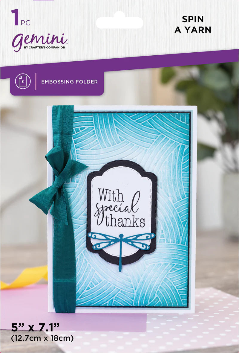 Gemini 5 x 7 - 2D Textured Embossing Folder - Spin A Yarn