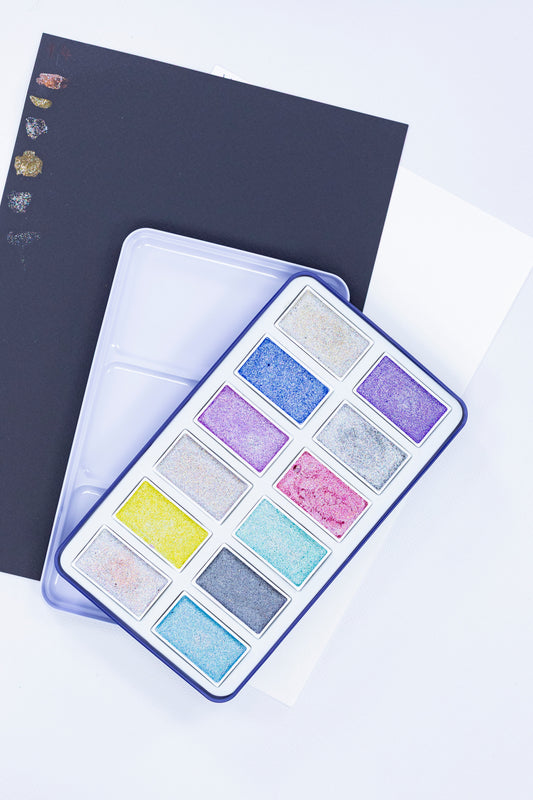 Crafter's Companion Holographic Glitter Paint Palette - 12 Colours