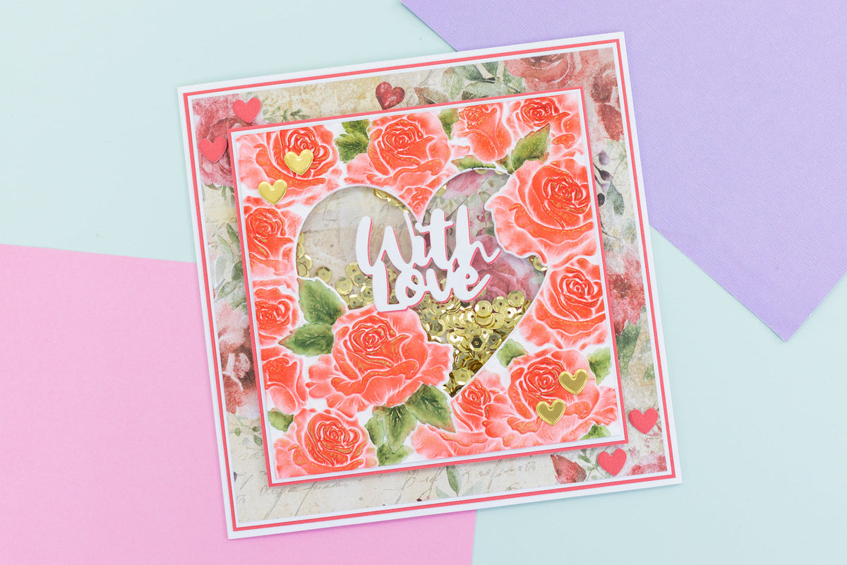 Crafters Companion 5.5” X 5.5” 3D Embossing Folder, Metal Die and Stencil Set - Radiant Rose