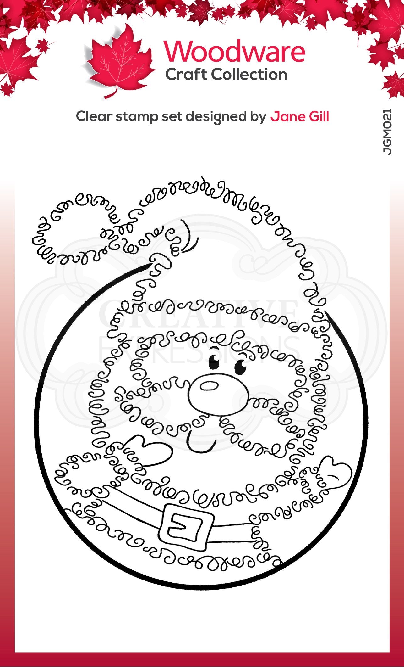 Woodware Clear Singles Festive Fuzzies - Mini Santa 3.8 in x 2.6 in Stamp