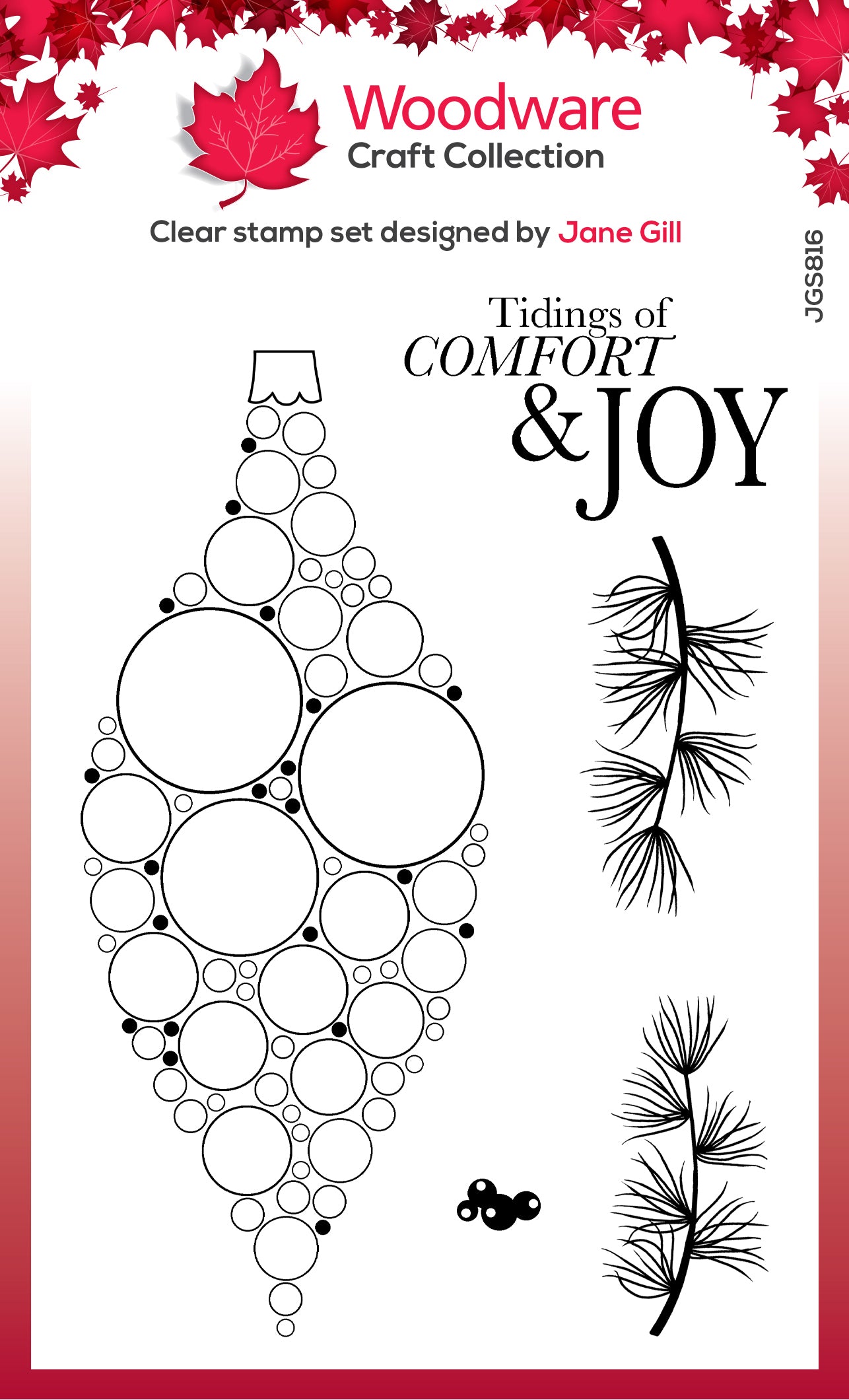 Woodware Clear Singles Big Bubble Bauble - Joy 4 in x 6 in Stamp