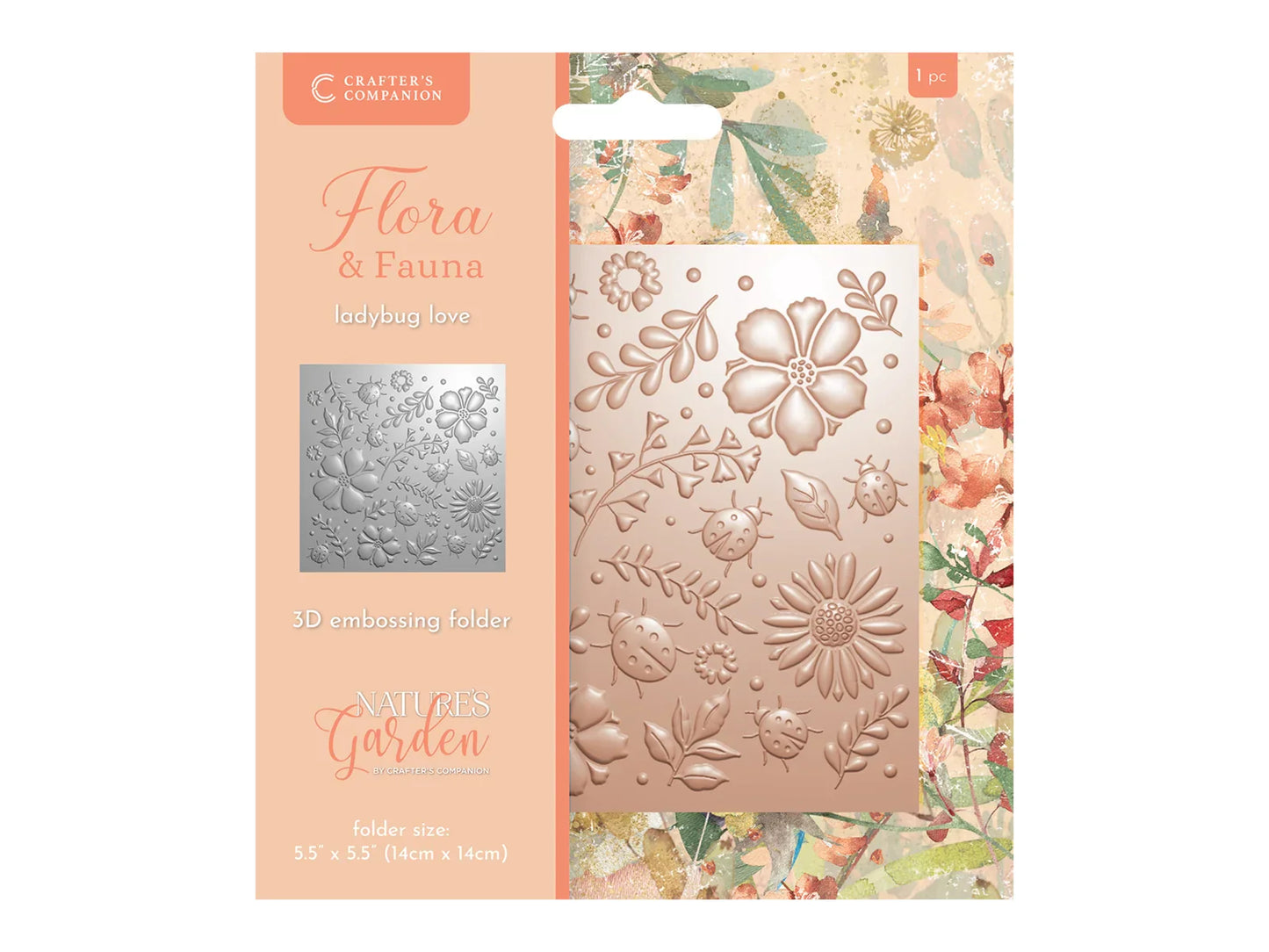 Nature's Garden Flora & Fauna 3D 5.5"x5.5" Embossing Folder - Ladybug Love