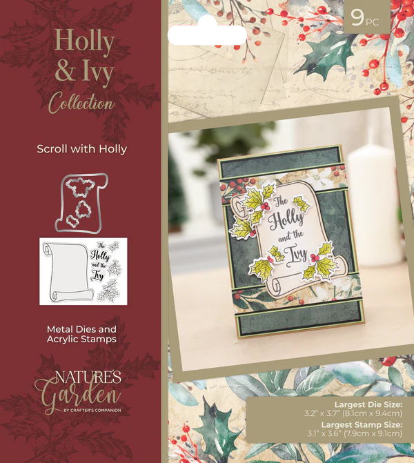Nature’s Garden - Stamp and Die - Scroll With Holly