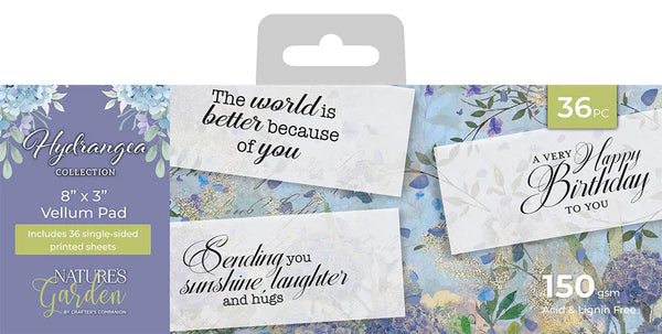 Nature's Garden - Hydrangea - 8" x 3" Vellum Pad