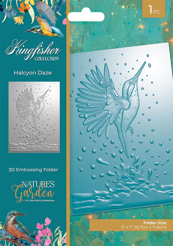 Nature's Garden - Kingfisher Collection - 5" x 7" 3D Embossing Folder - Halcyon Daze