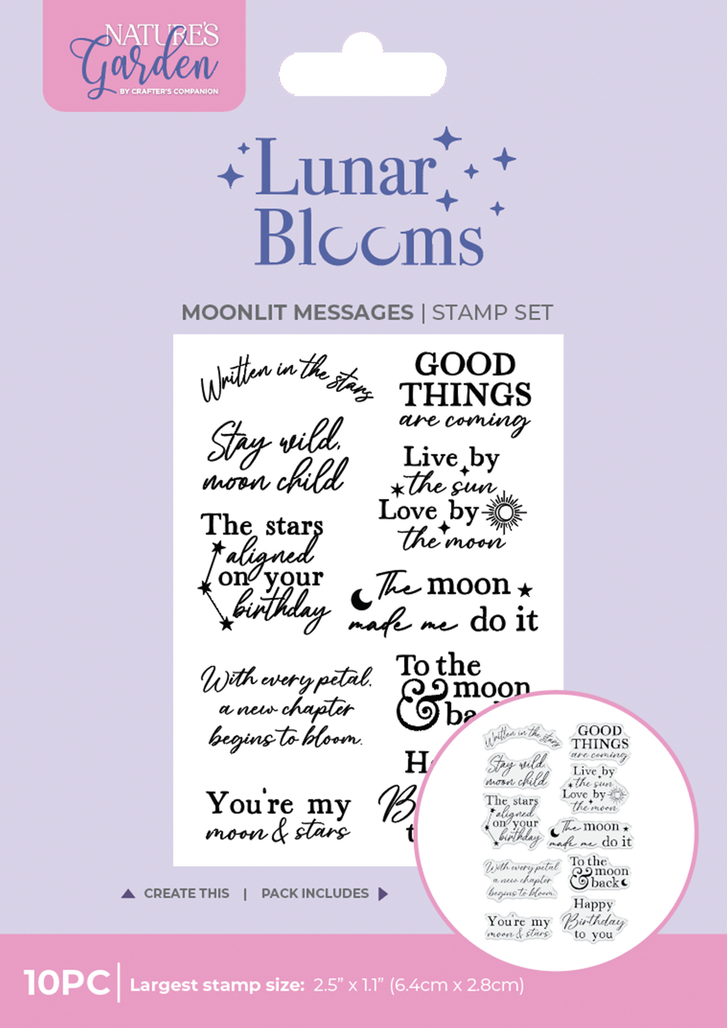 Natures Garden Lunar Blooms Clear Acrylic Stamp - Moonlit Messages