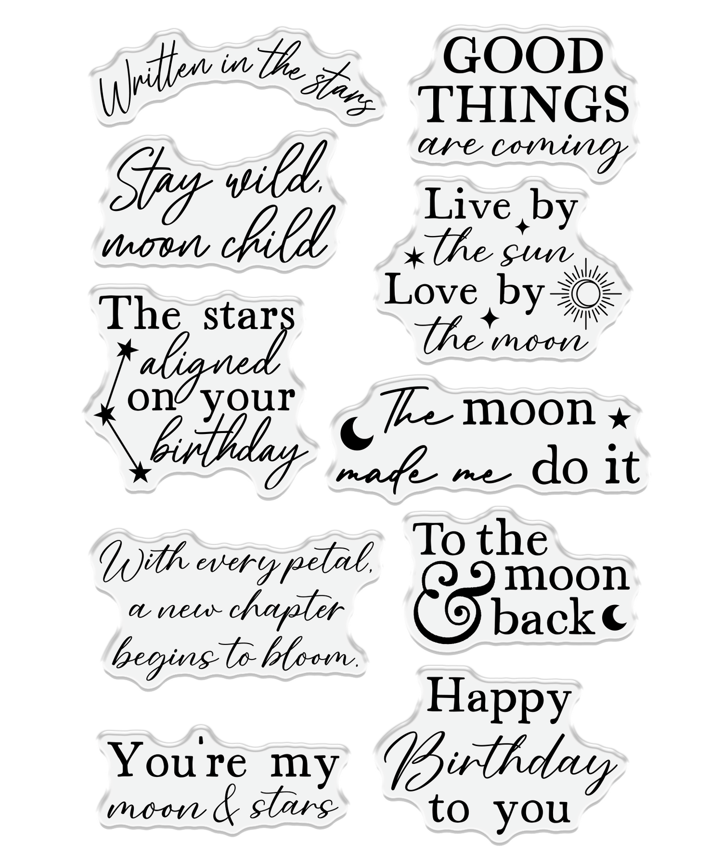 Natures Garden Lunar Blooms Clear Acrylic Stamp - Moonlit Messages
