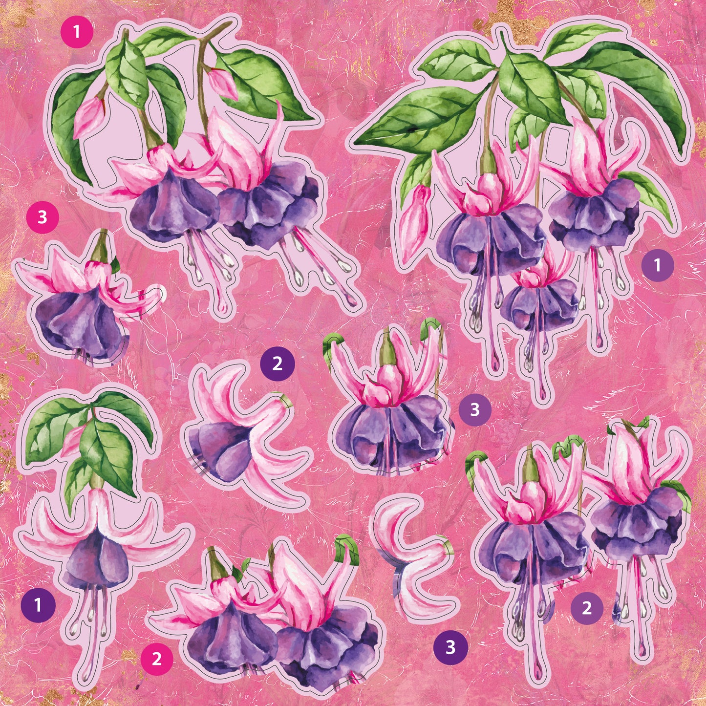 Nature's Garden - Fabulous Fuchsia - 6” x 6” Decoupage Pad