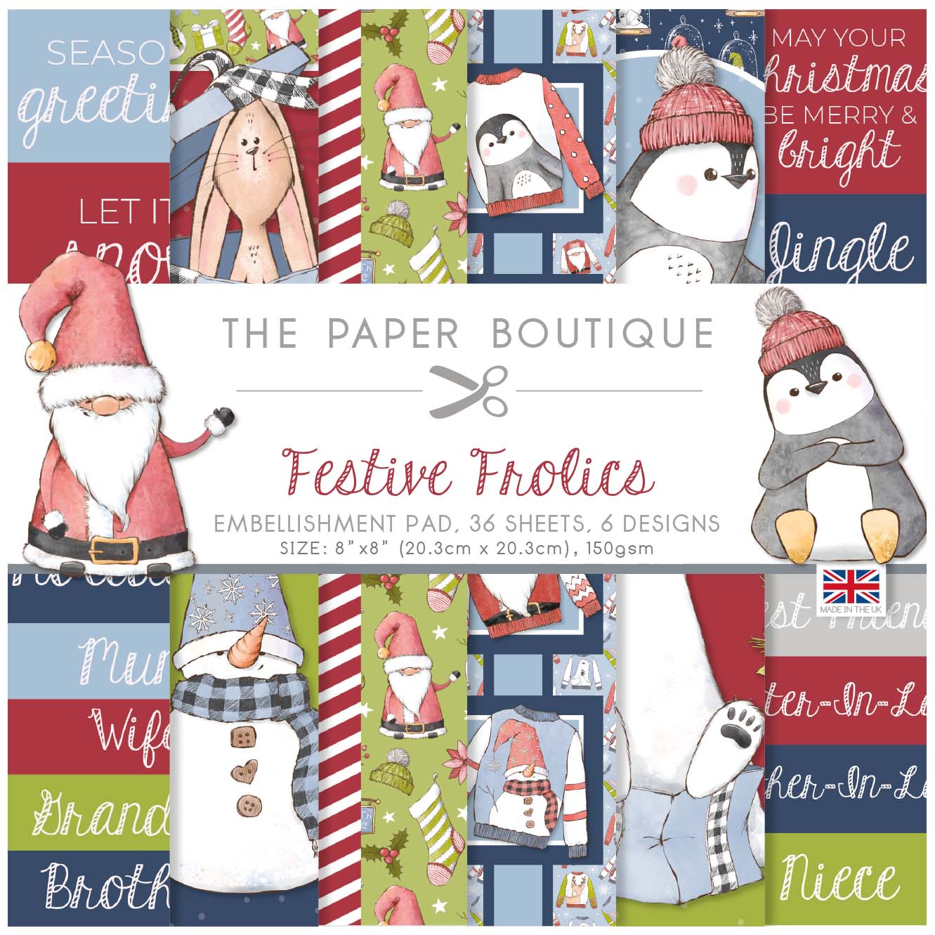The Paper Boutique Festive Frolics 8x8 Embellishments Pad