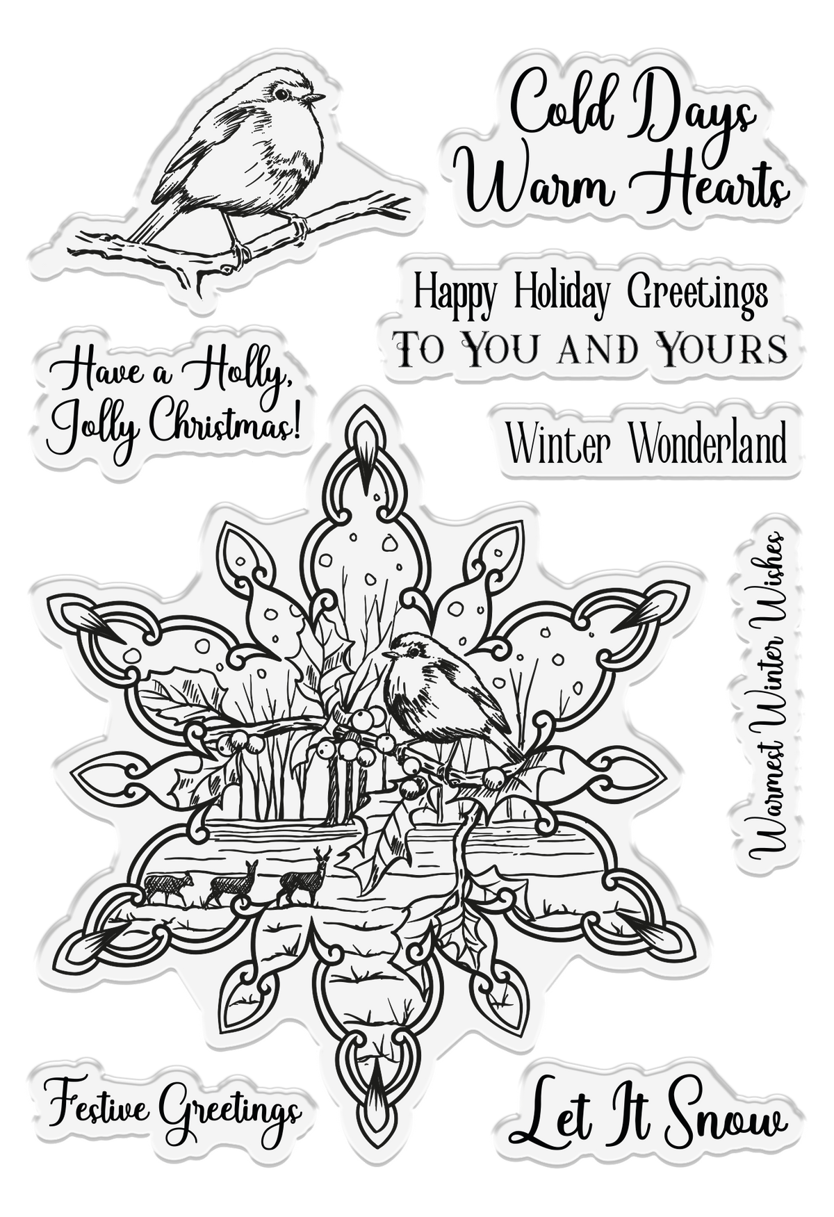 Sheena Douglass In The Frame Snowflake Stories Photopolymer Stamp - Natures Winter