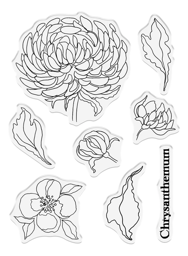Sheena Douglass Watercolour Fusion Photopolymer Stamp - Classic Chrysanthemum